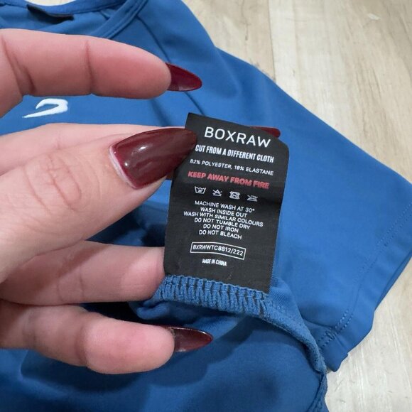 Women’s Boxraw TRAINING SHORT SLEEVE CROP TOP Size Xsmall Xs Blue - Picture 4 of 8